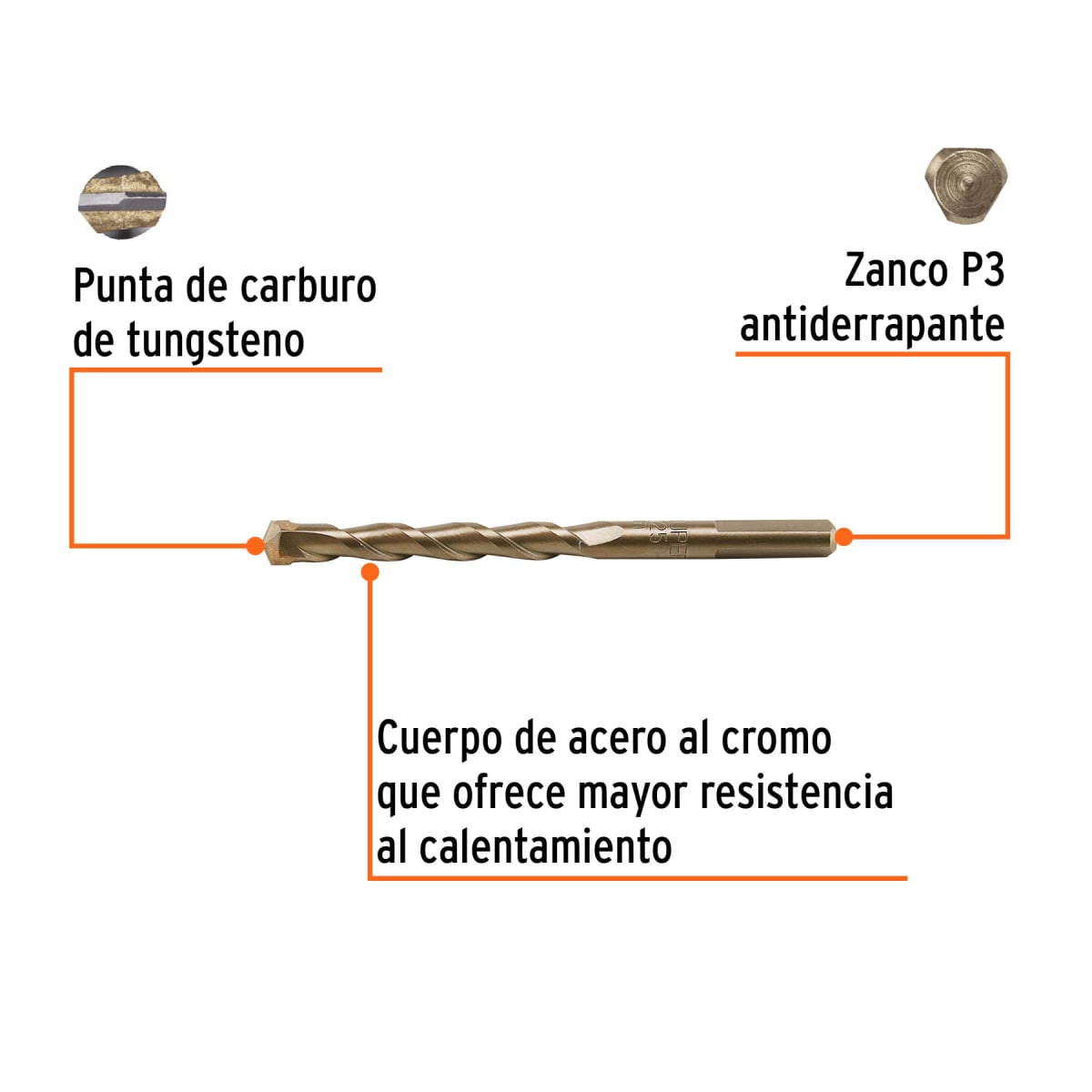 Broca para concreto 10 x 125 mm, Truper por unidad2