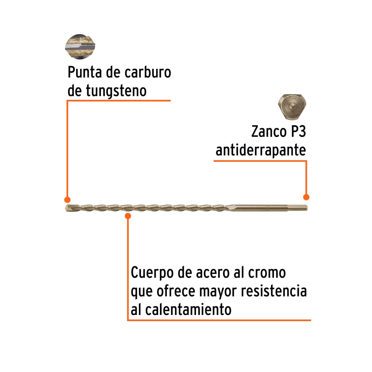Broca para concreto 10 x 300 mm, Truper por unidad2