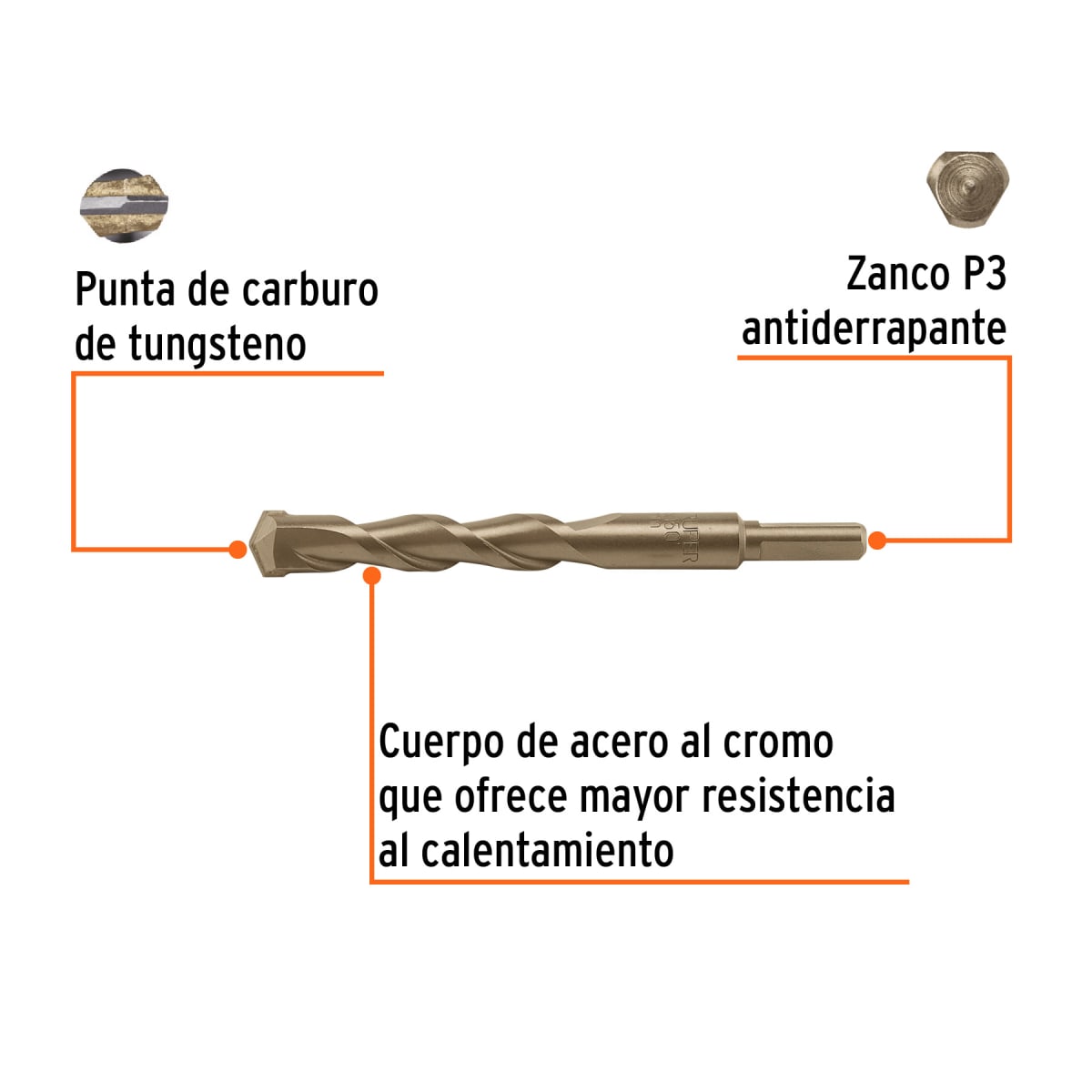 Broca para concreto 16 x 150 mm, Truper por unidad2