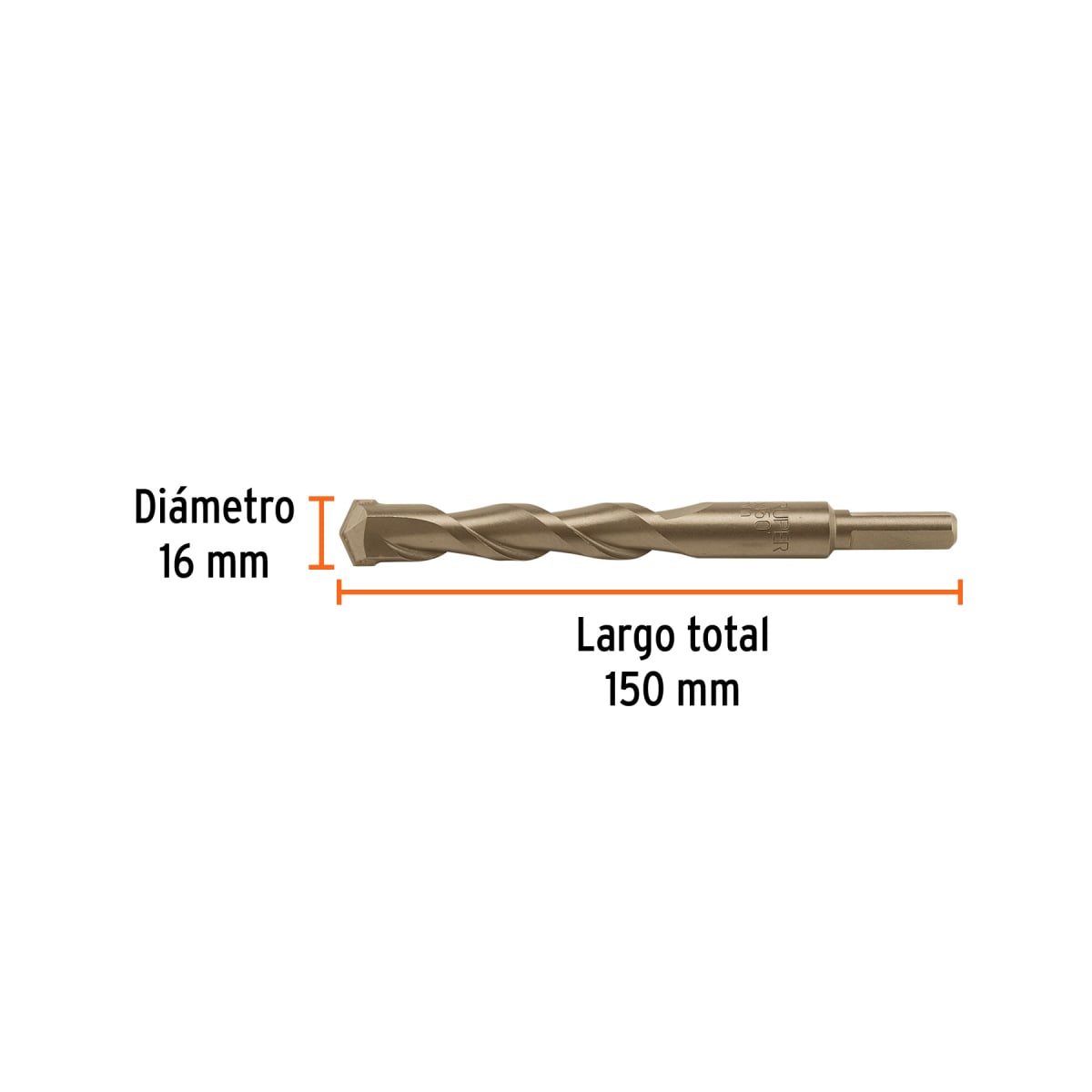 Broca para concreto 16 x 150 mm, Truper por unidad3