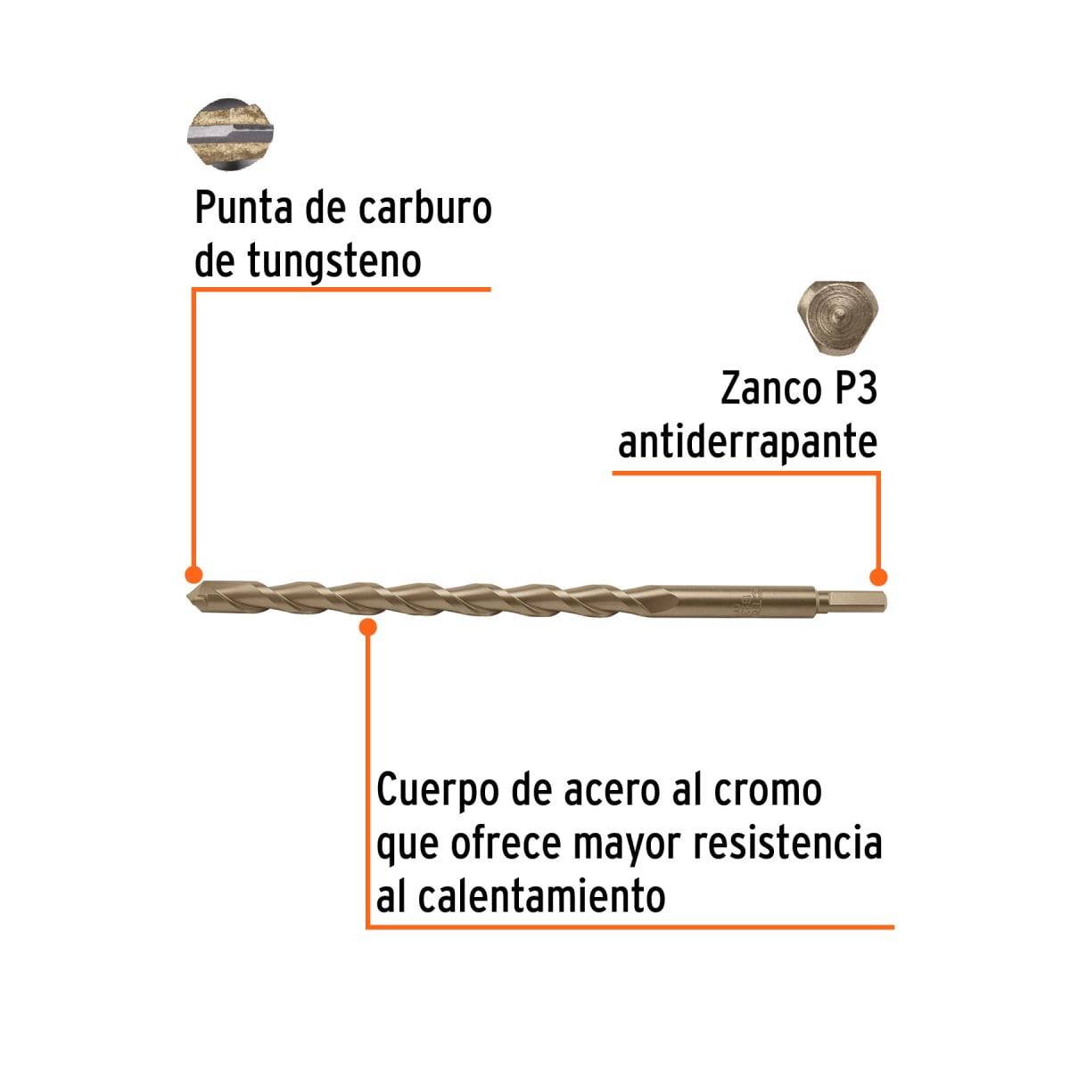Broca para concreto 16 x 300 mm, Truper por unidad2