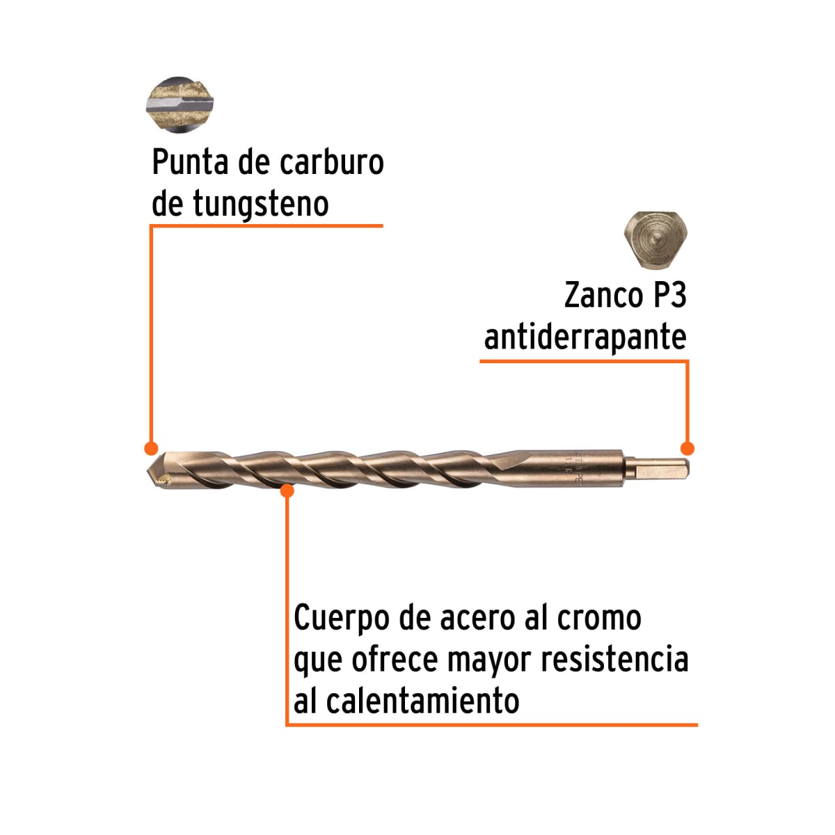 Broca para concreto de 1 x 12