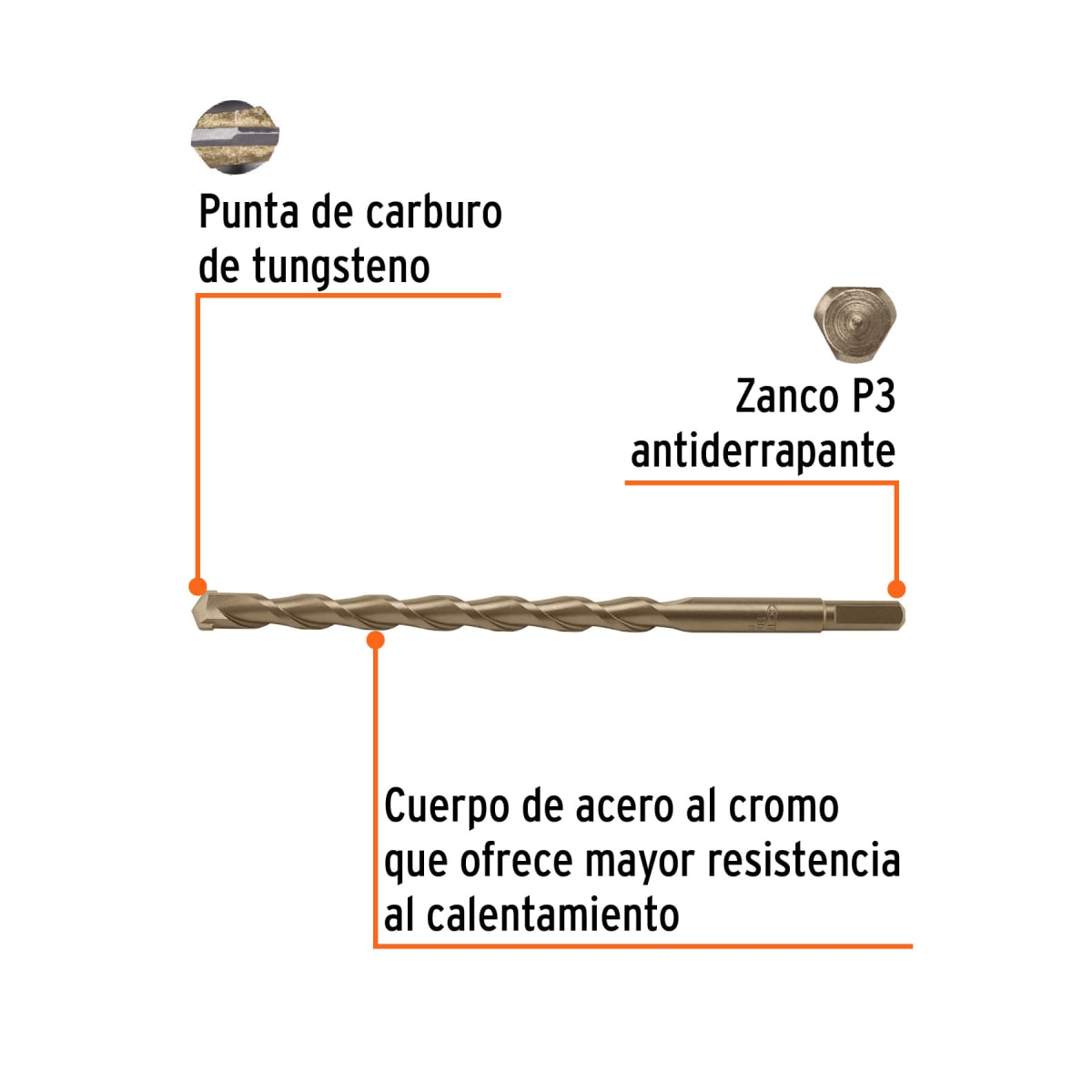 Broca para concreto 22 x 300 mm, Truper2