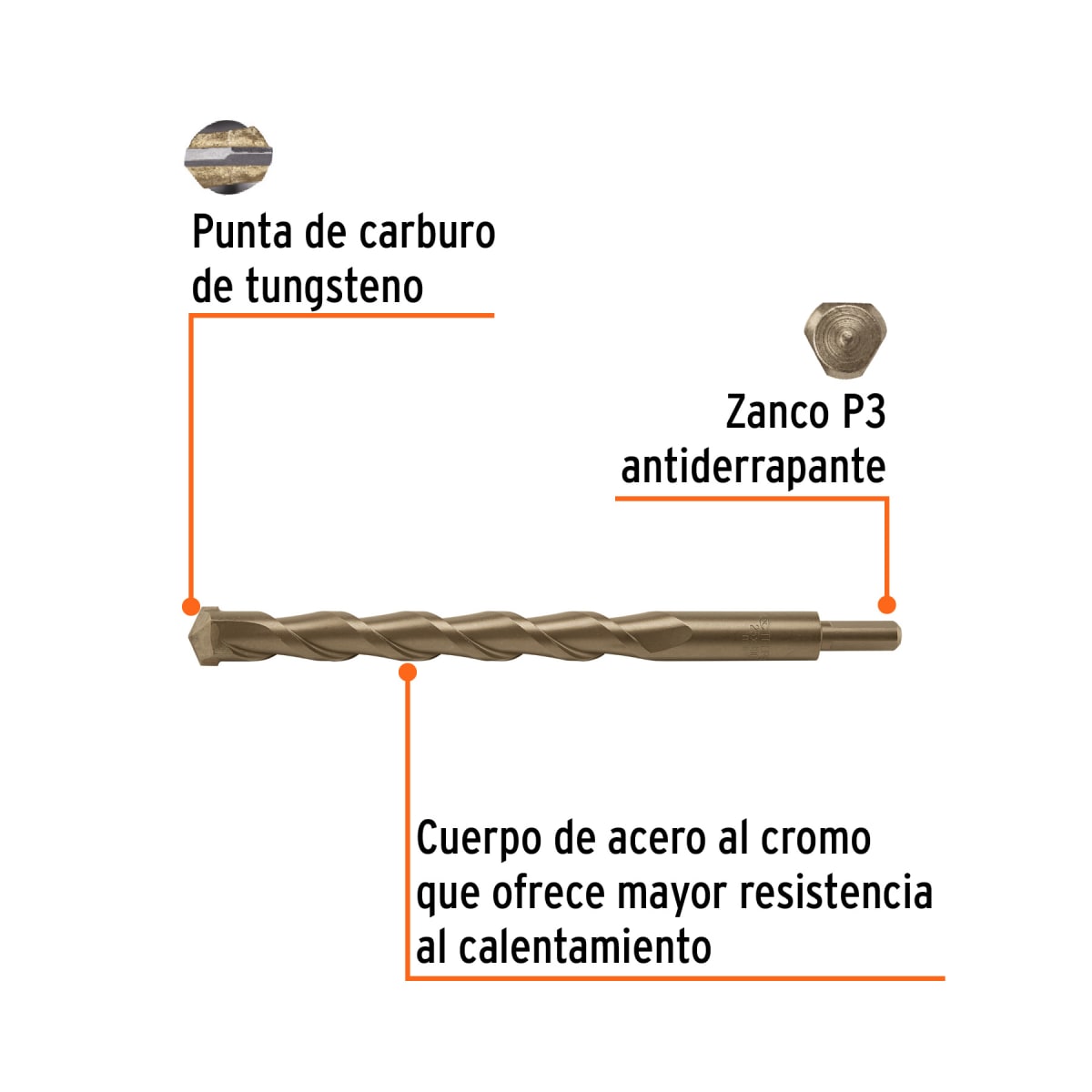 Broca para concreto 25 x 300 mm, Truper2
