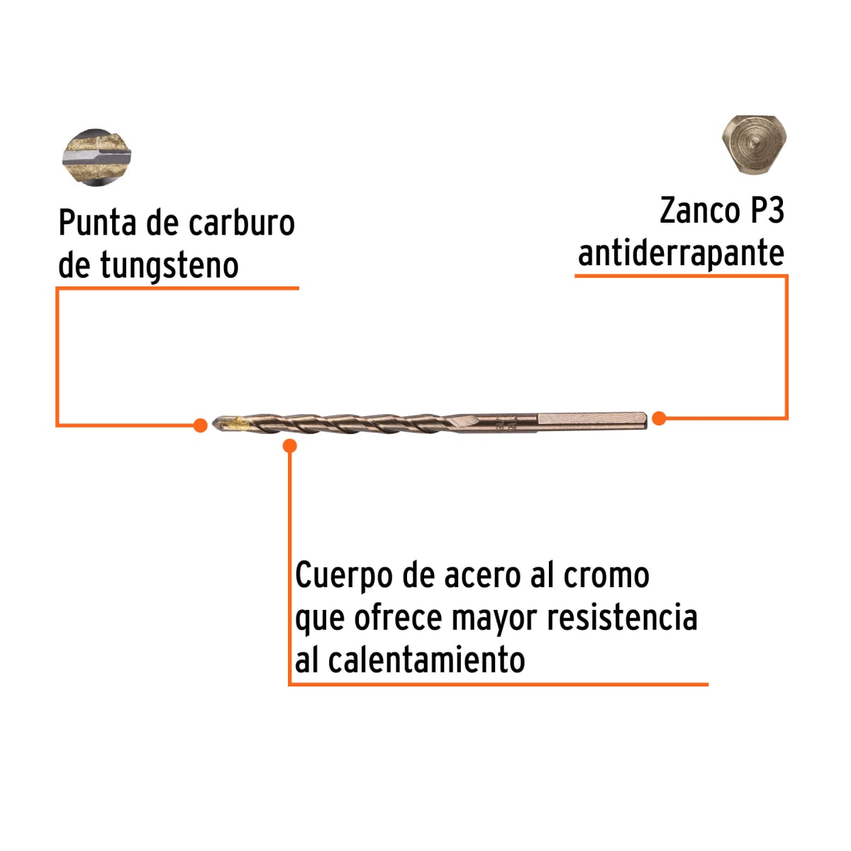 Broca para concreto de 3/16 x 4'', Truper por unidad2