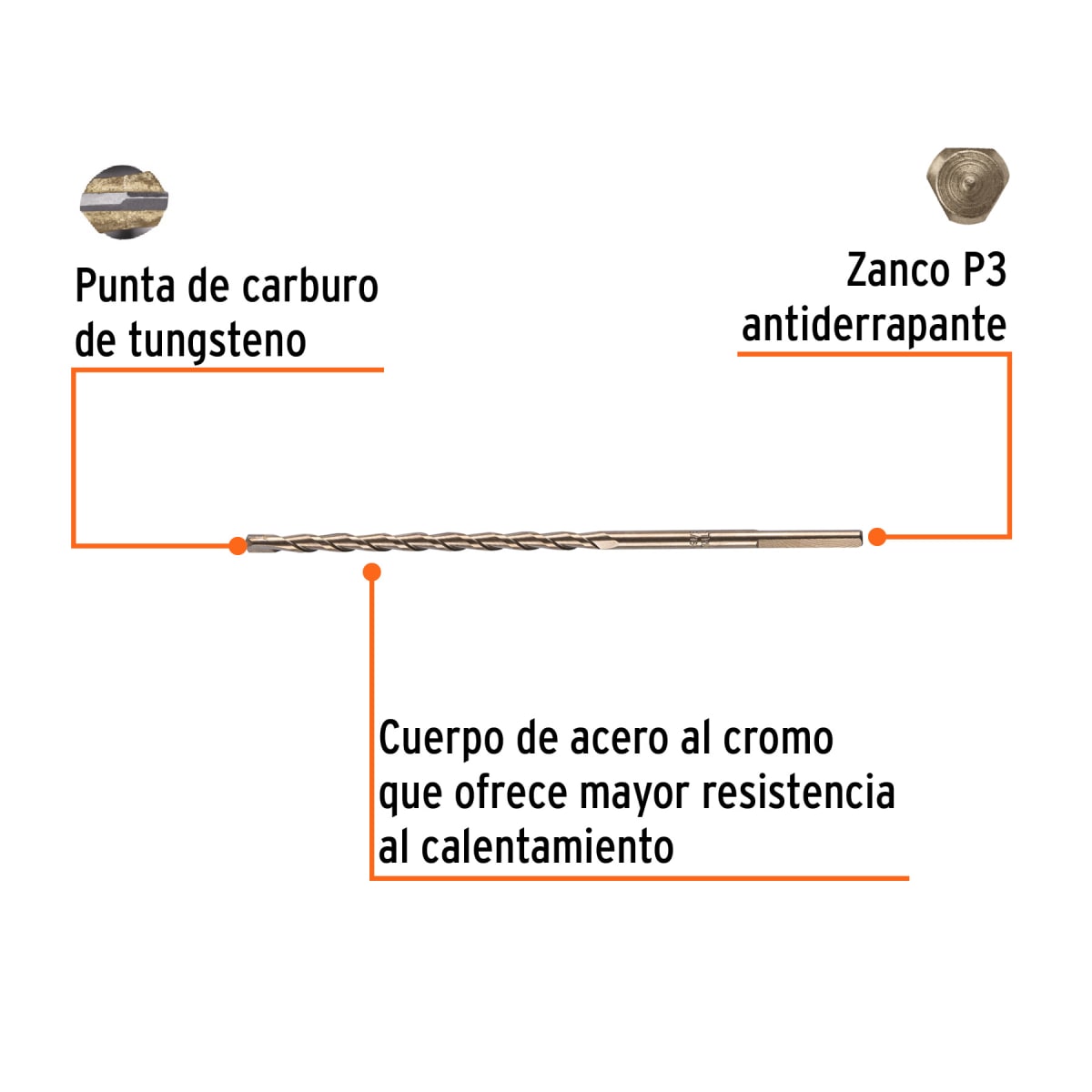 Broca para concreto de 3/16 x 6'', Truper por unidad2