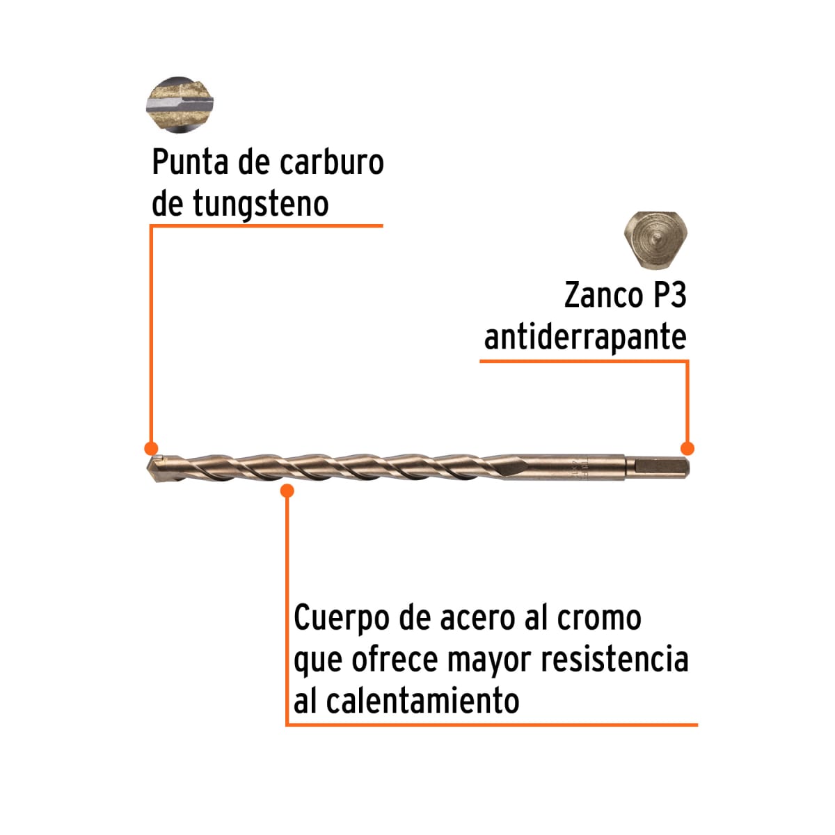 Broca para concreto de 3/4 x 12
