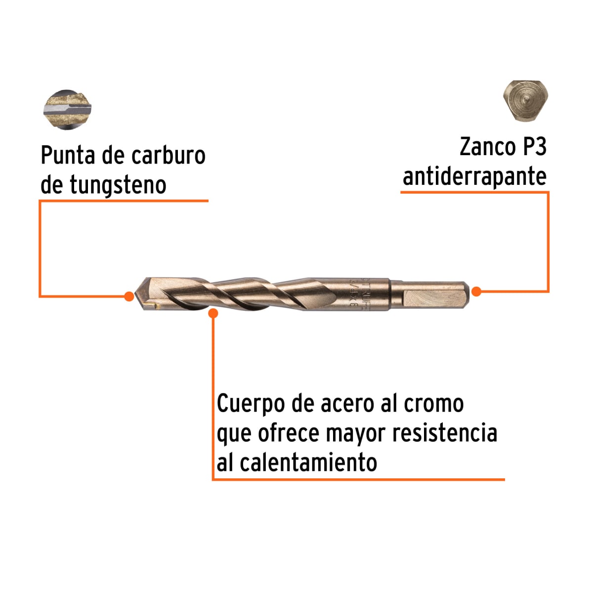 Broca para concreto de 3/4 x 6