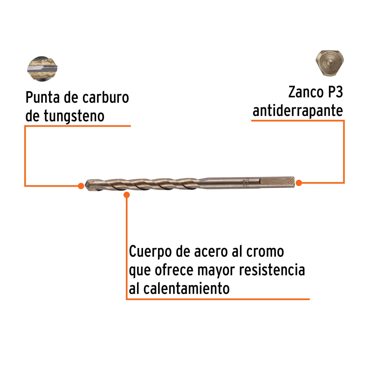 Broca para concreto de 3/8 x 6'', Truper por unidad2