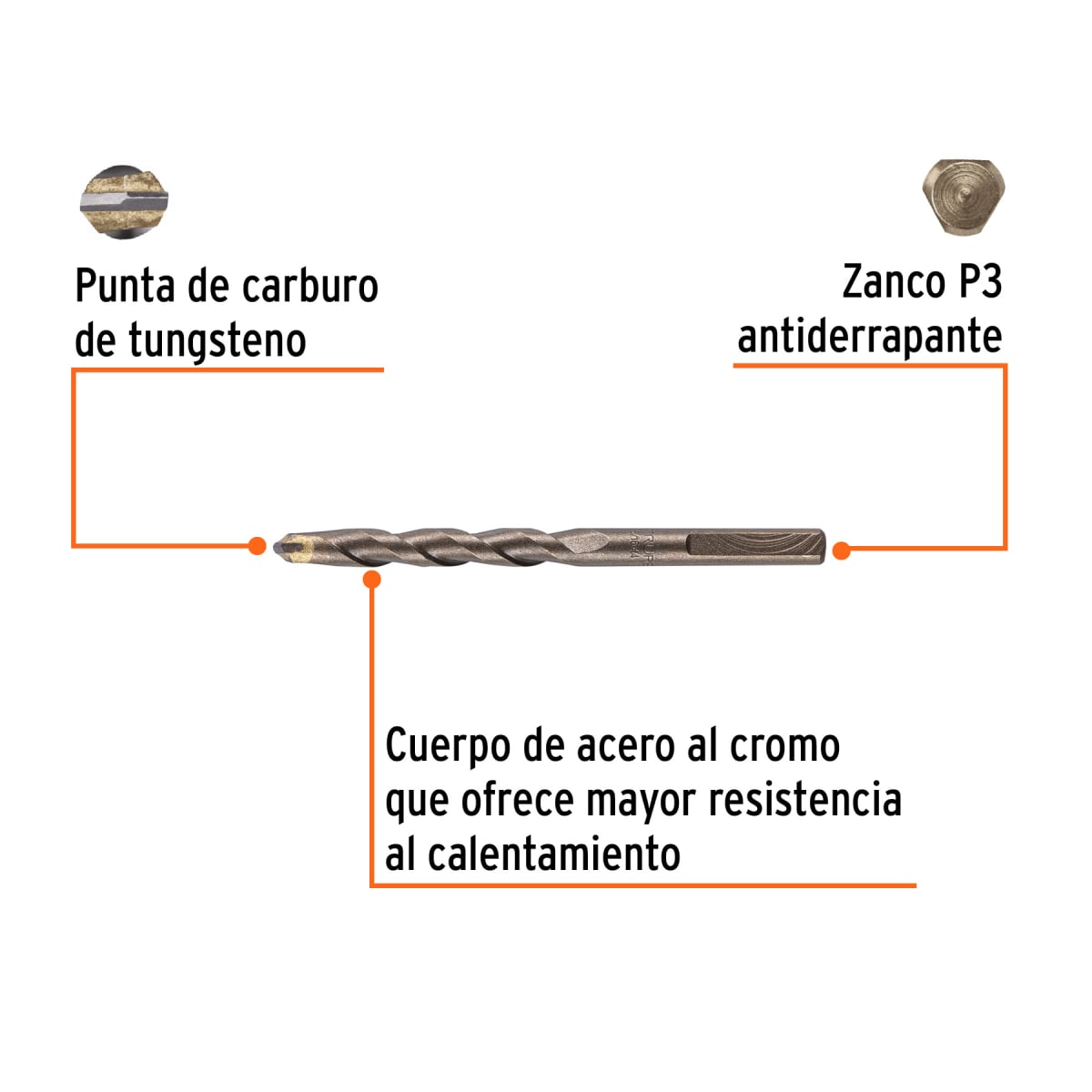 Broca para concreto de 5/16 x 4'', Truper por unidad2
