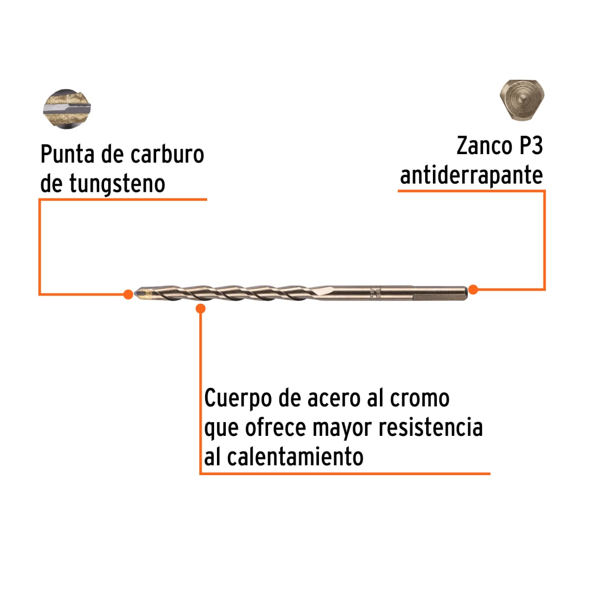 Broca para concreto de 5/16 x 6'', Truper por unidad2