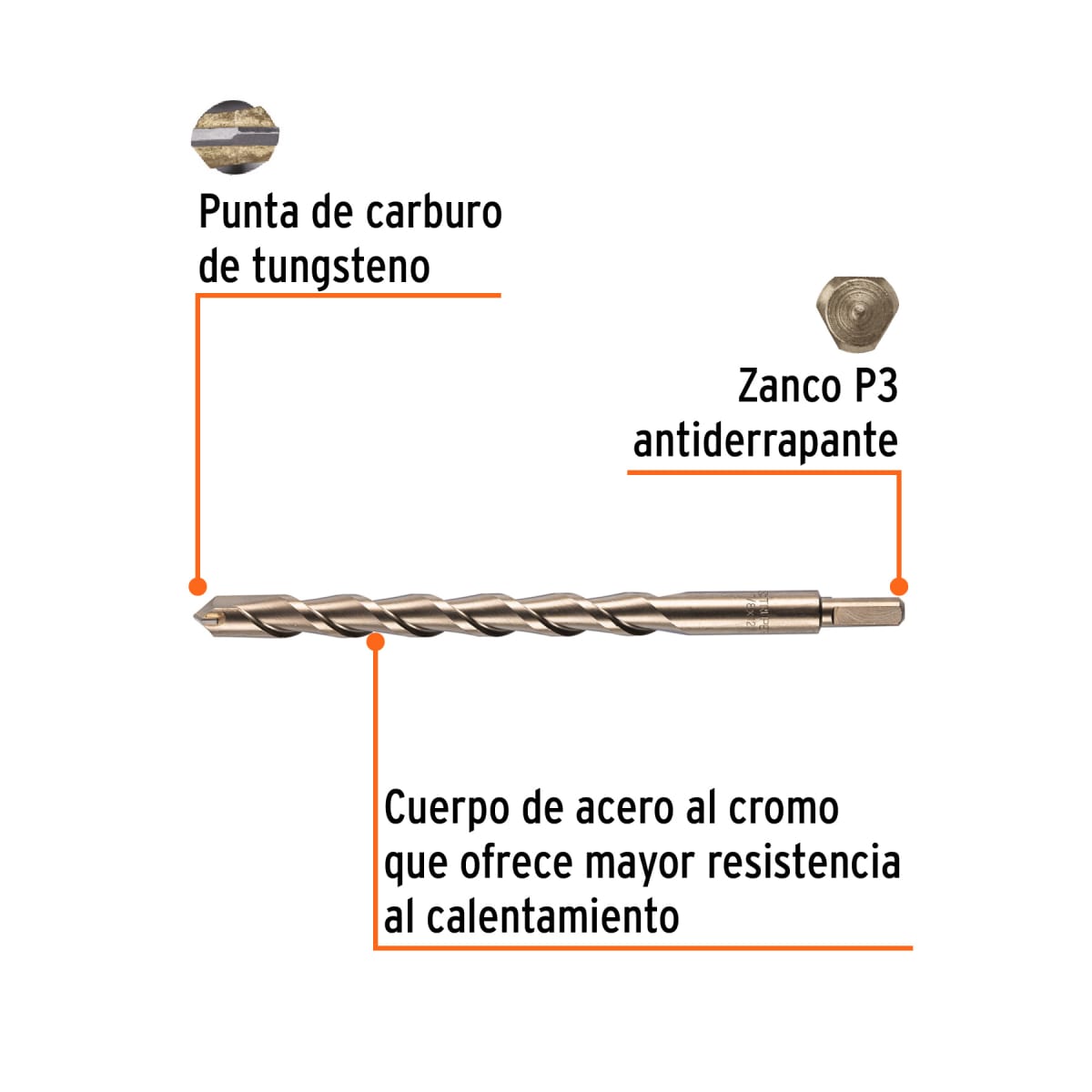 Broca para concreto de 7/8 x 12
