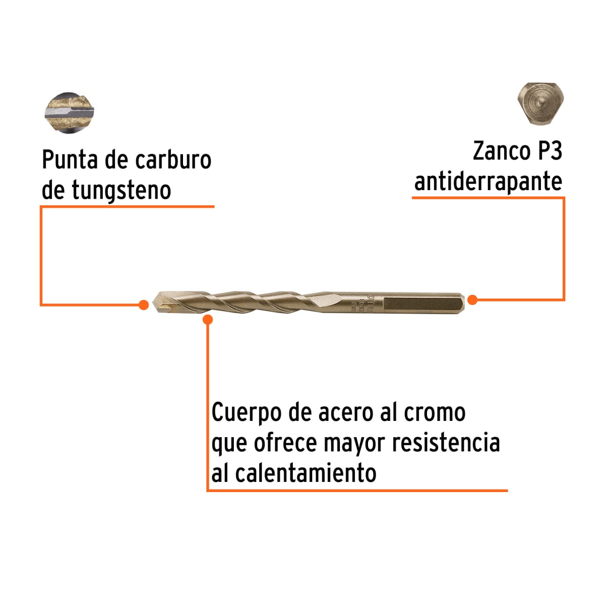 Broca para concreto 8 x 100 mm, Truper por unidad2