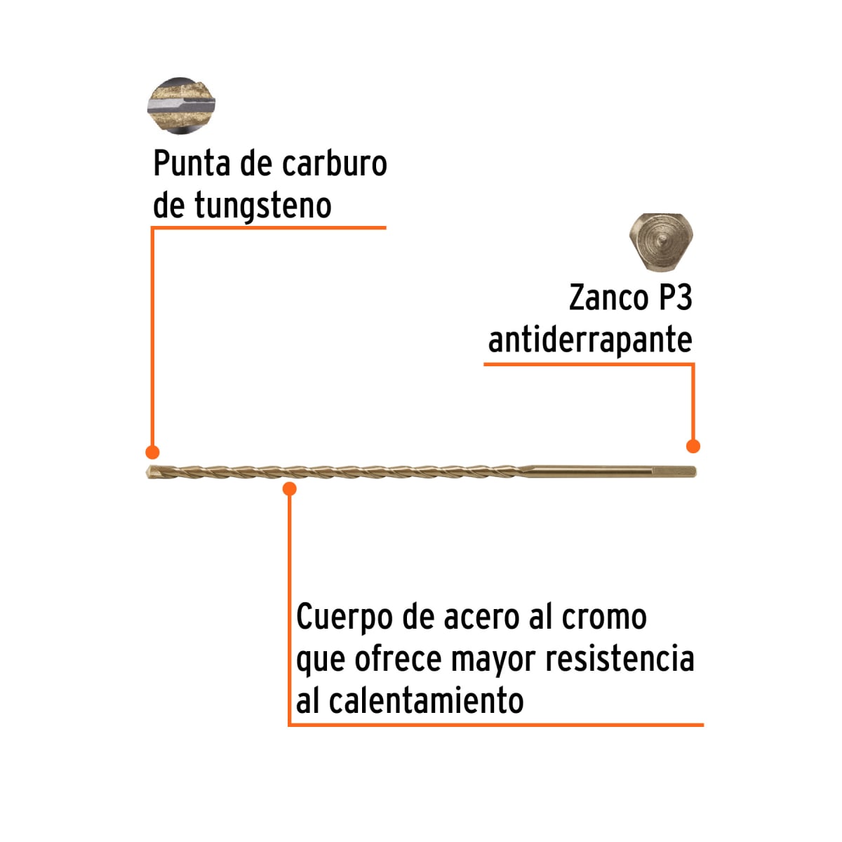 Broca para concreto 8 x 300 mm, Truper por unidad2