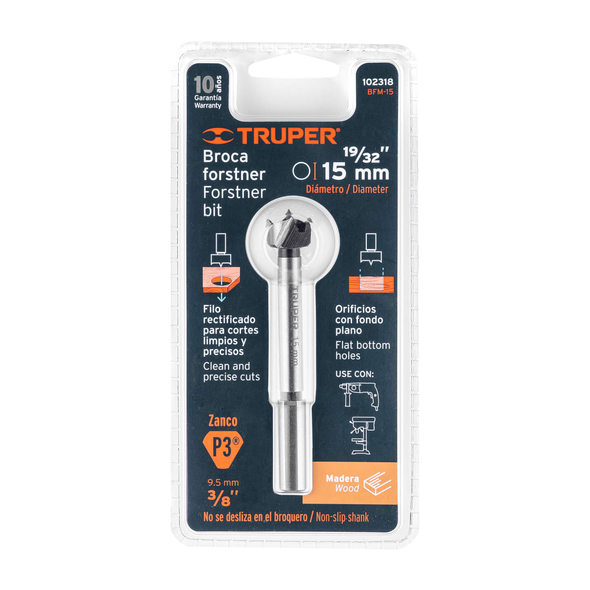 Broca para madera forstner  15mm Truper4