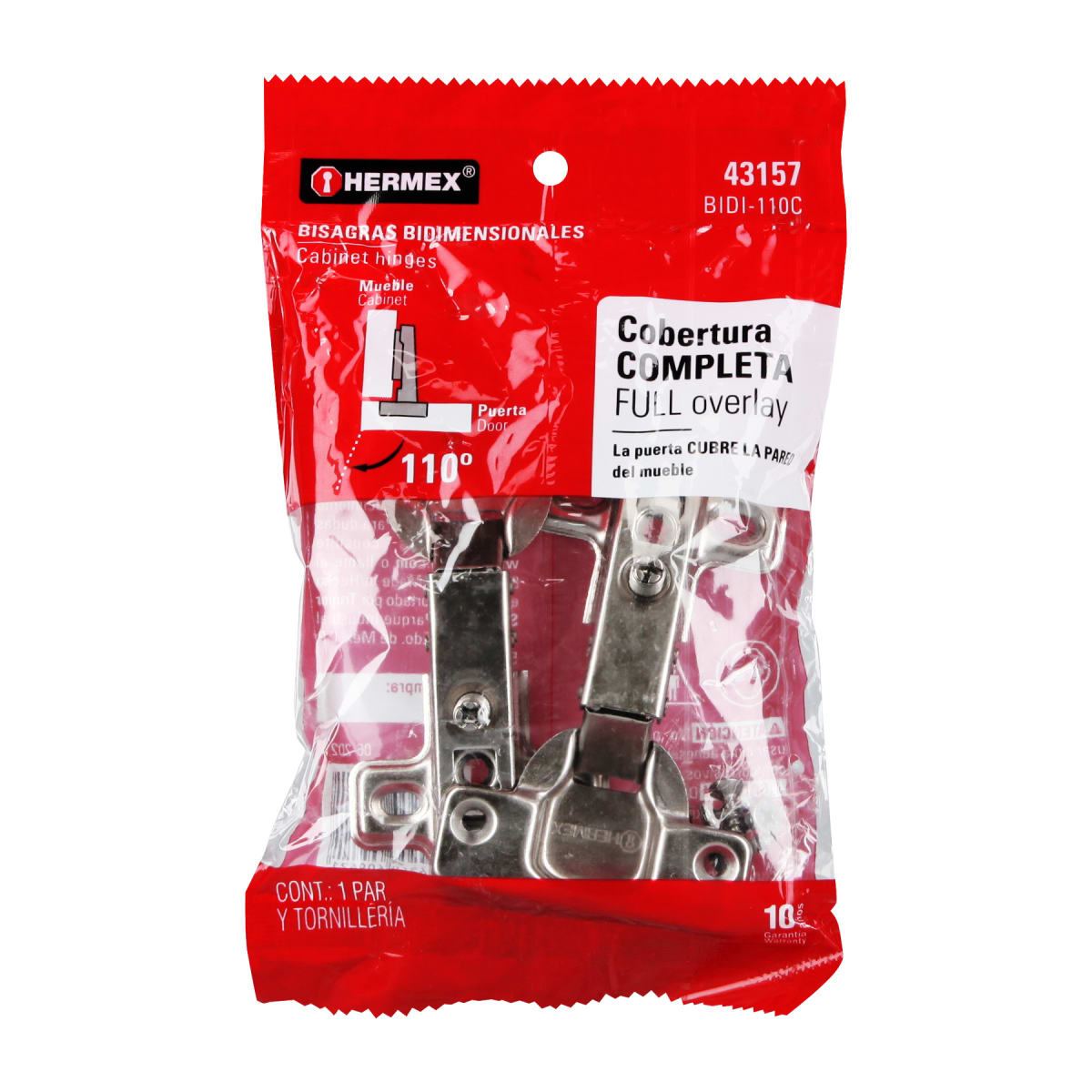 Bolsa c/2 bisagras bidimensionales de 110°cobertura completa Hermex5
