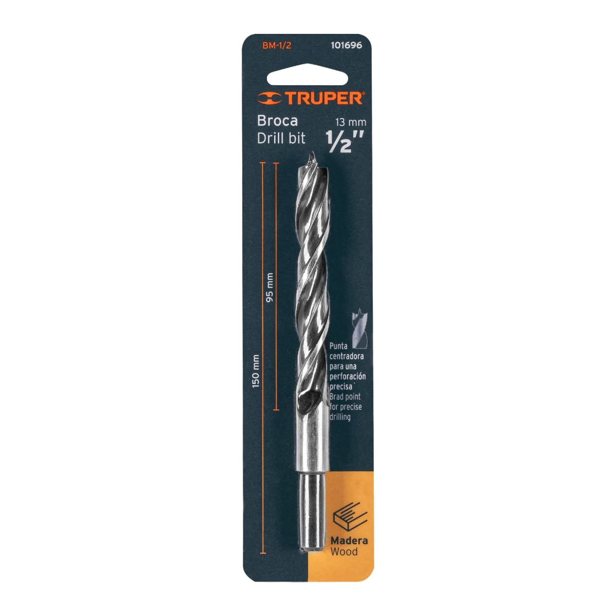 Broca con punta centradora 1/2´´ para madera, Truper4