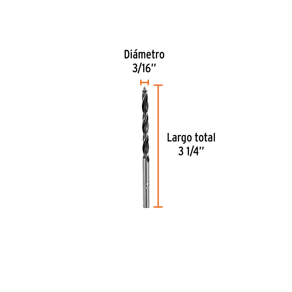 Broca con punta centradora 3/16´´ para madera, Truper3