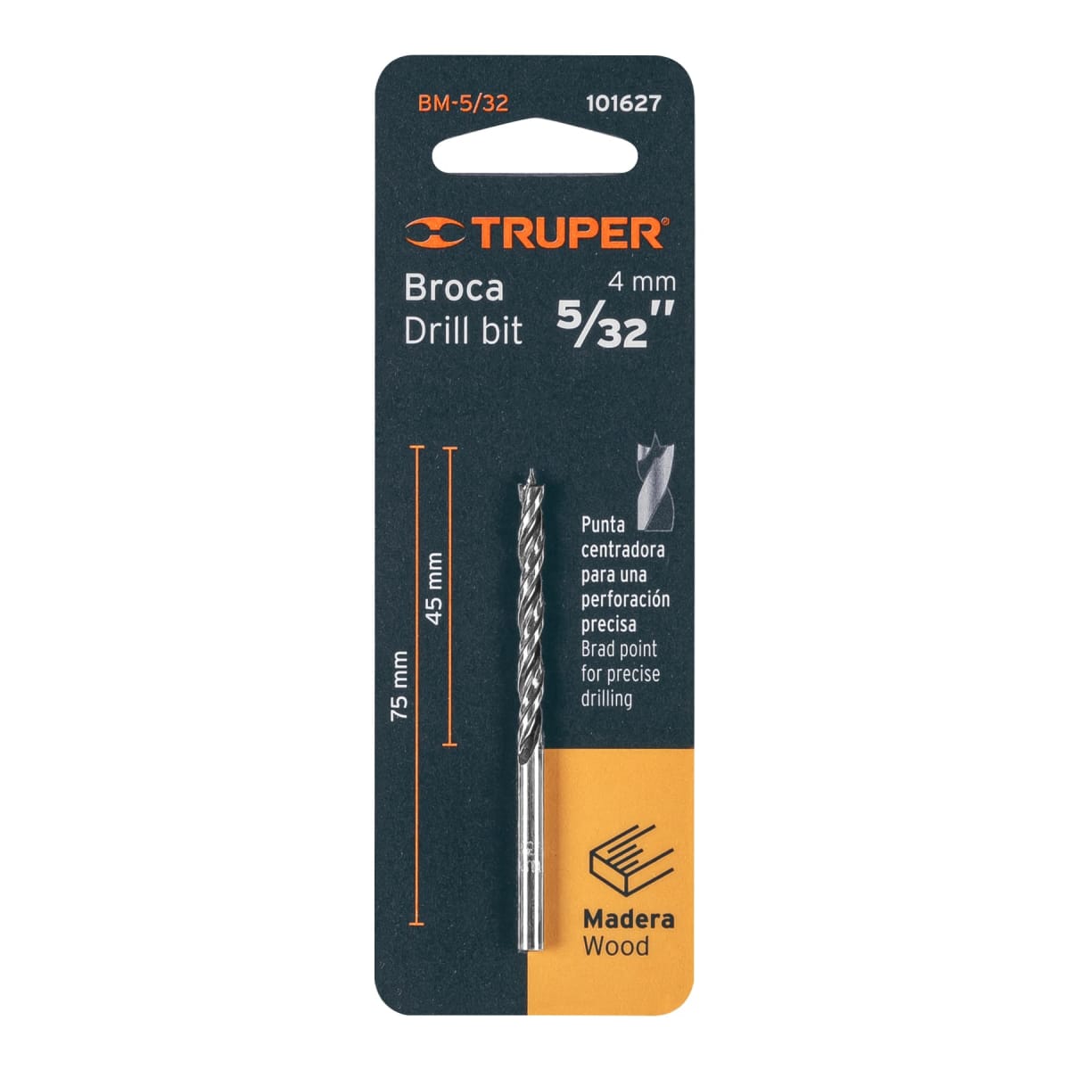Broca con punta centradora 5/32´´ para madera, Truper4