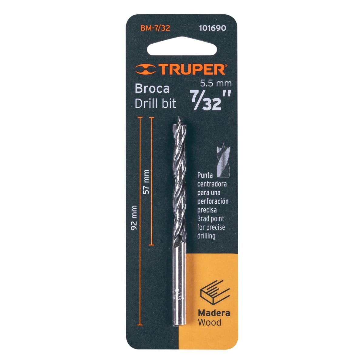 Broca con punta centradora 7/32´´ para madera, Truper4
