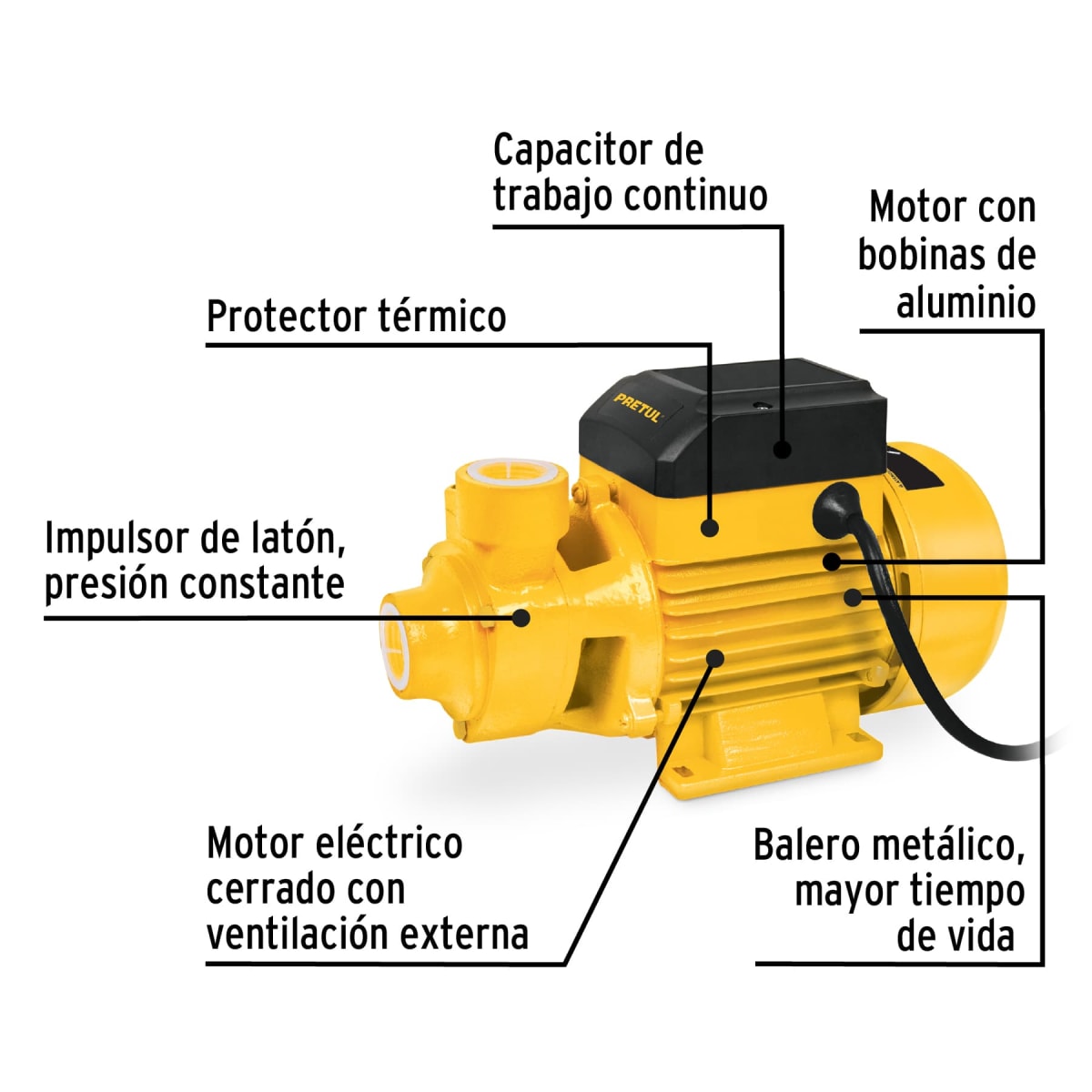 Bomba de agua periférica 1/2 HP 20 m Pretul6