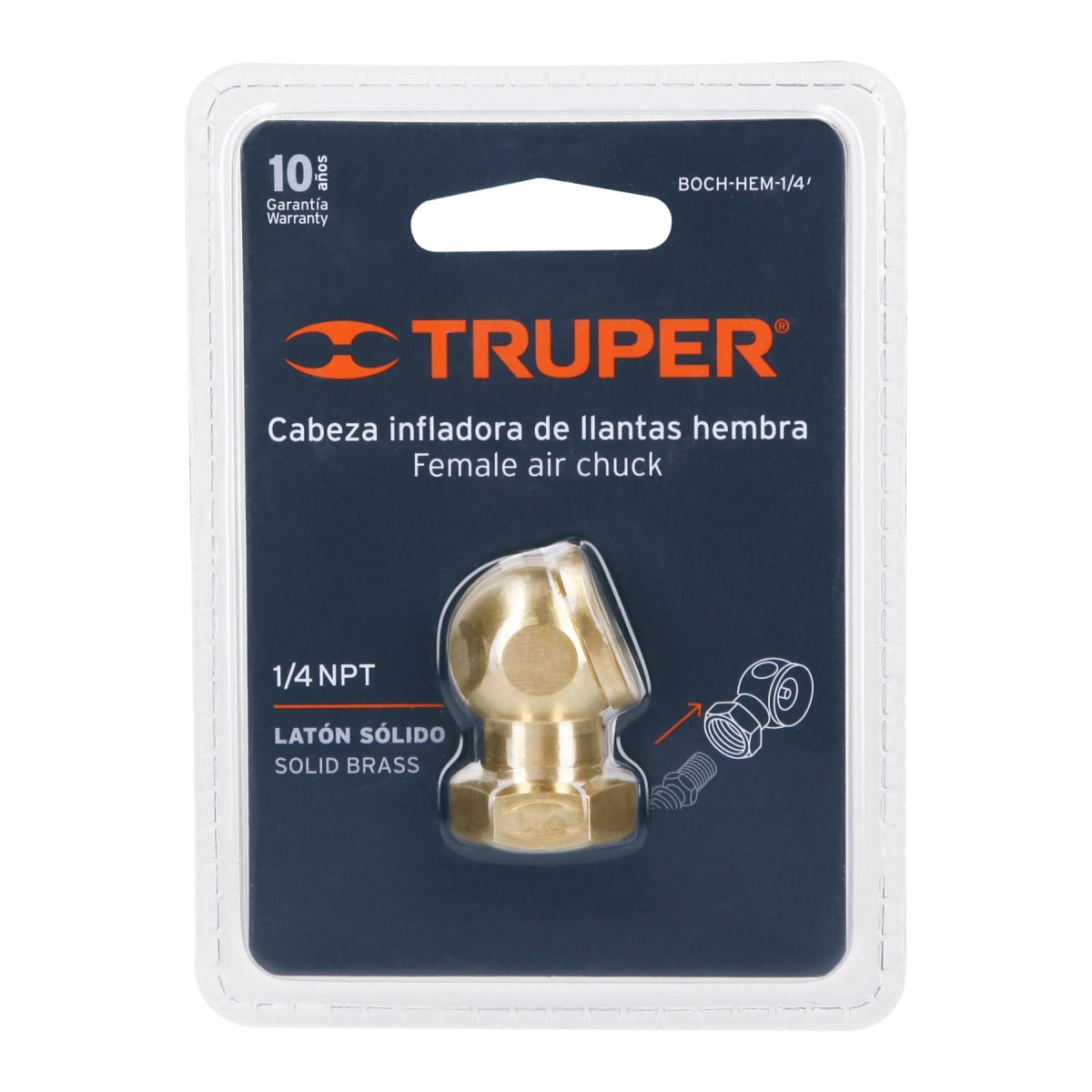 Cabeza infladora de llantas, hembra, cuerda 1/4 NPT, Truper3