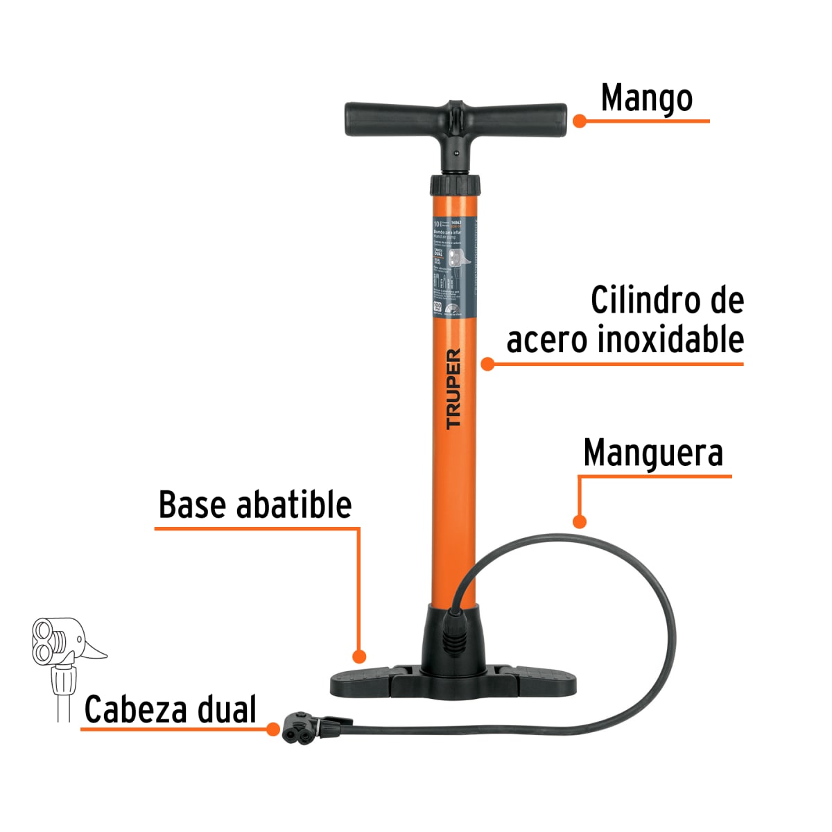 Inflador para bicicleta 100 psi truper2