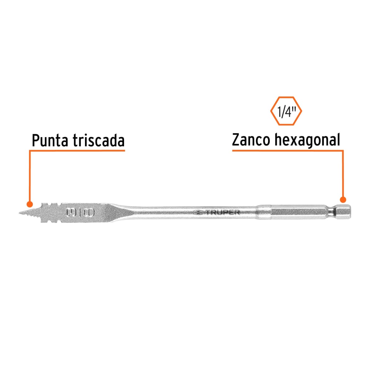 Broca paleta 3/8'' para madera Truper2