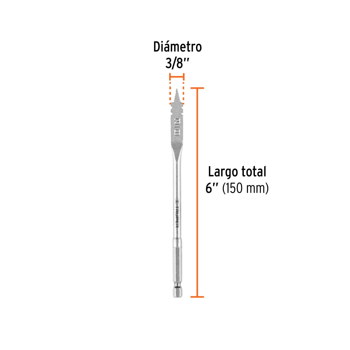 Broca paleta 3/8'' para madera Truper3