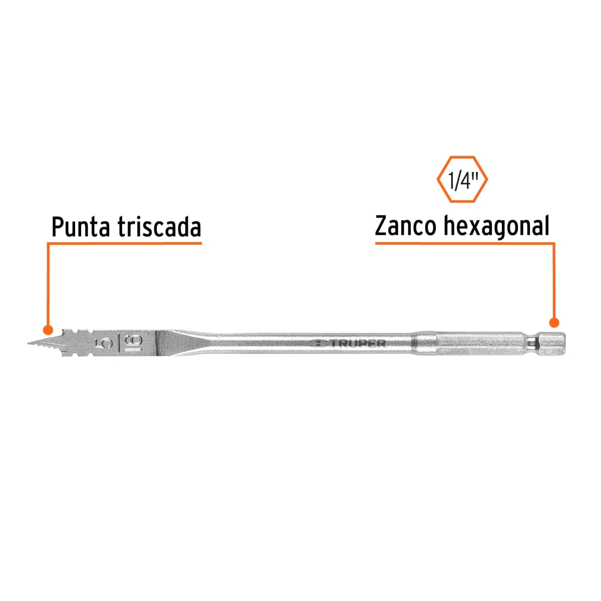 Broca paleta 5/16´´ para madera, Truper2