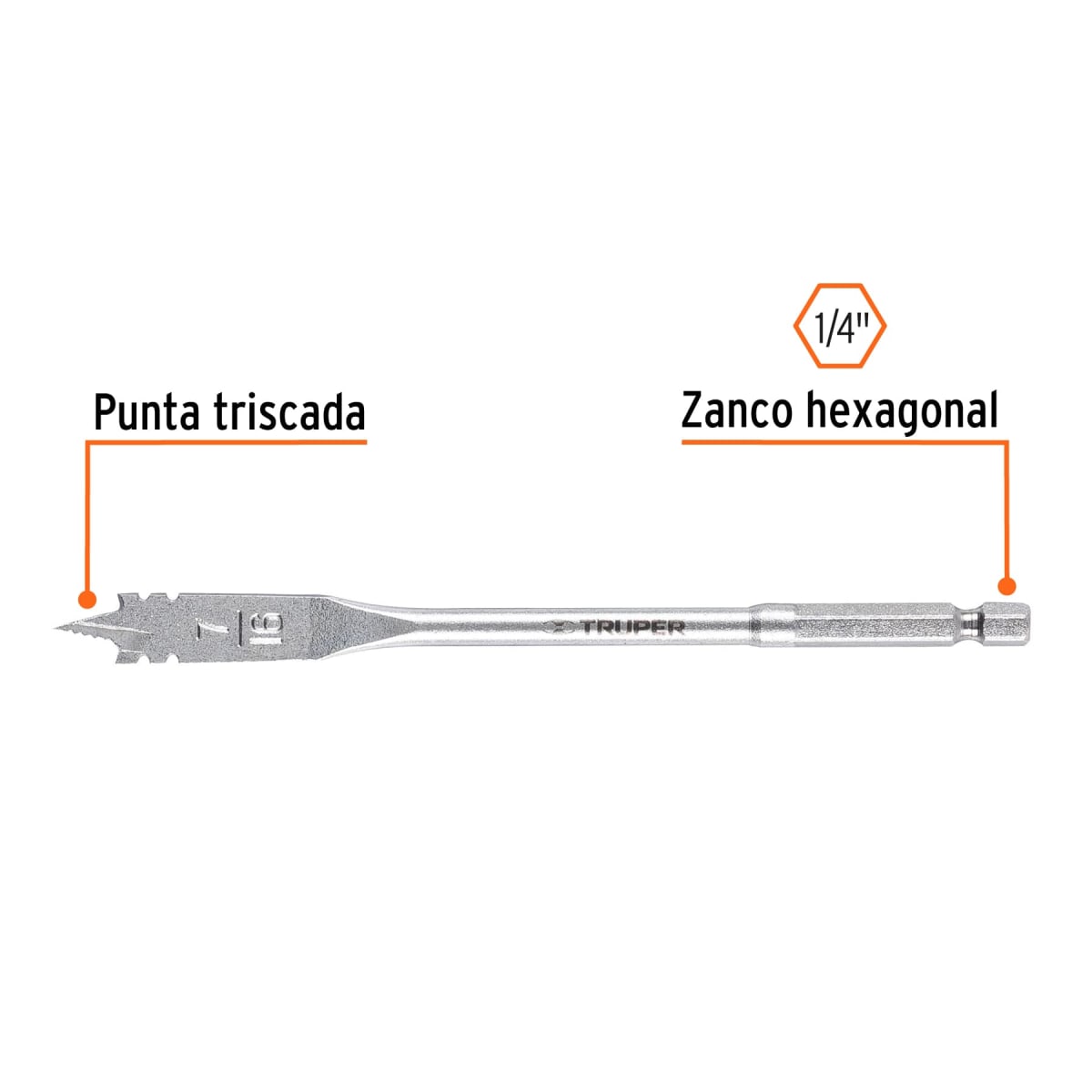 Broca paleta 7/16´´ para madera, Truper2