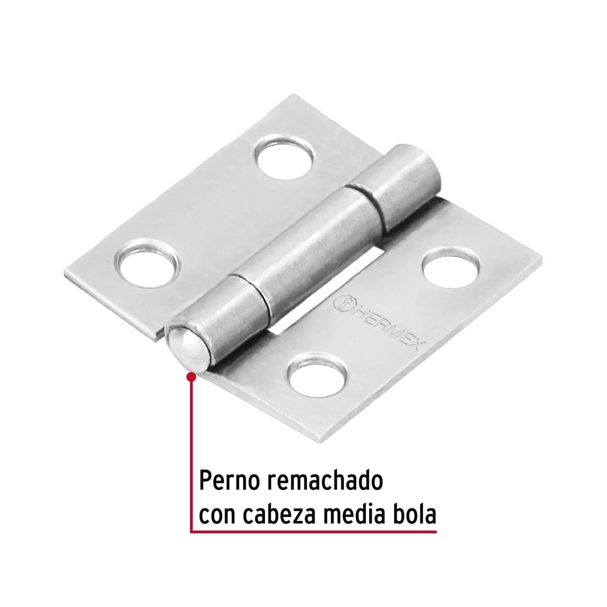 Bisagra rectangular 1´´ acero pulido, cabeza media bola, Hermex (Caja de 20 unidades)2