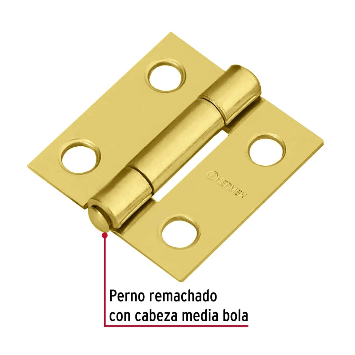 Bisagra rectangular 1´´ acabado dorado, cabeza media bola, Hermex (Caja de 20 unidades)2