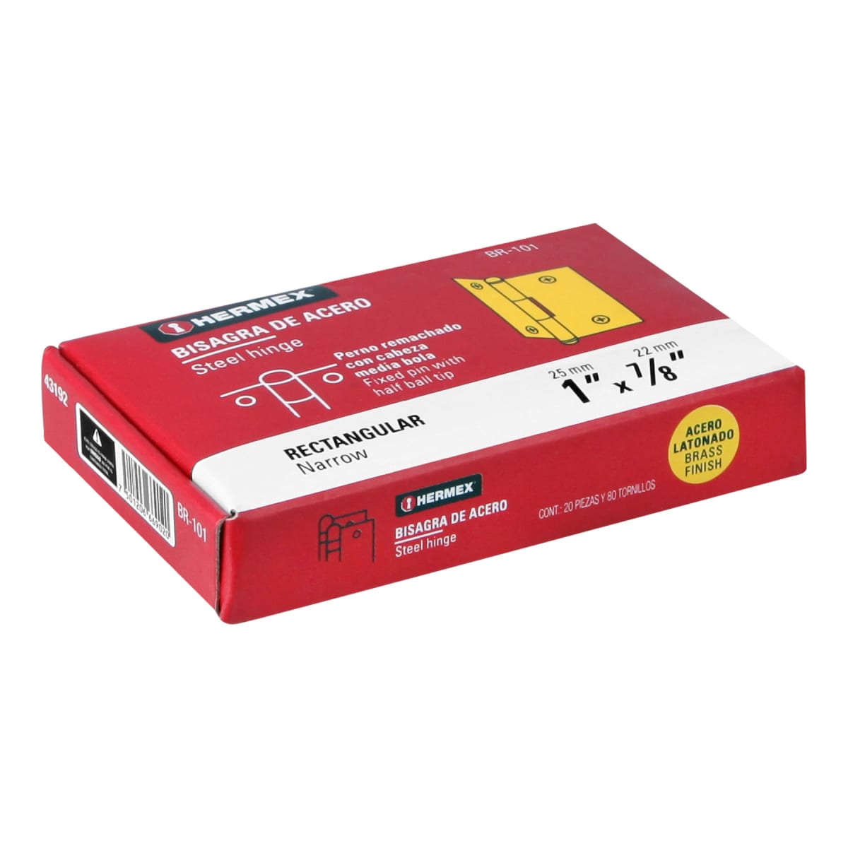 Bisagra rectangular 1´´ acabado dorado, cabeza media bola, Hermex (Caja de 20 unidades)4