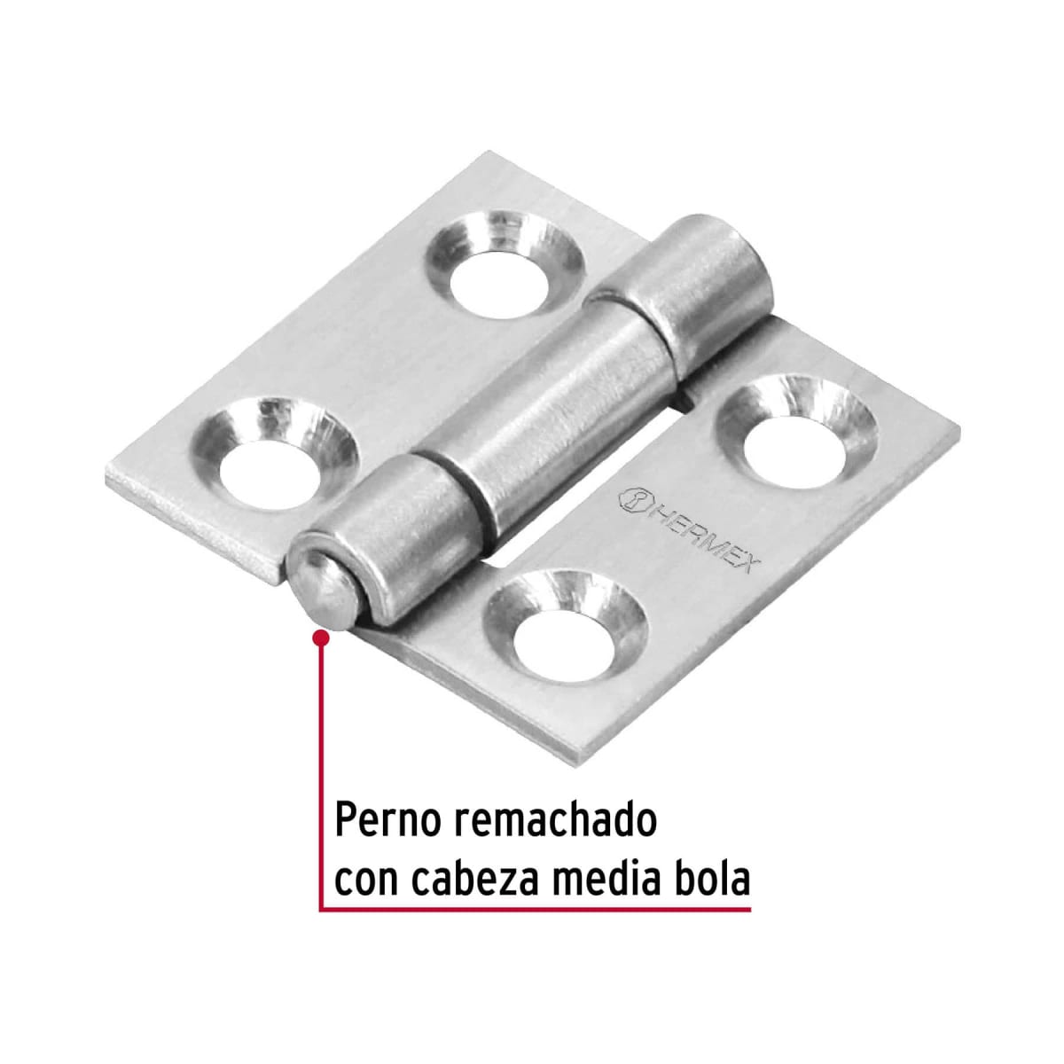 Bisagra rectangular 1´´ acero inox, cabeza media bola, Hermex (Caja de 10 unidades)2