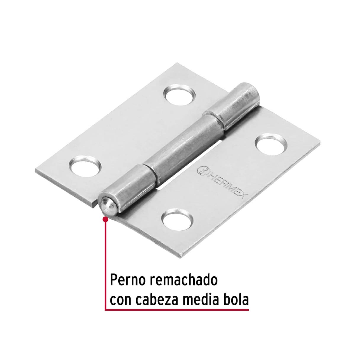 Bisagra rectangular 1-1/2´´ acero pulido, cabeza media bola, Hermex (Caja de 20 unidades)2