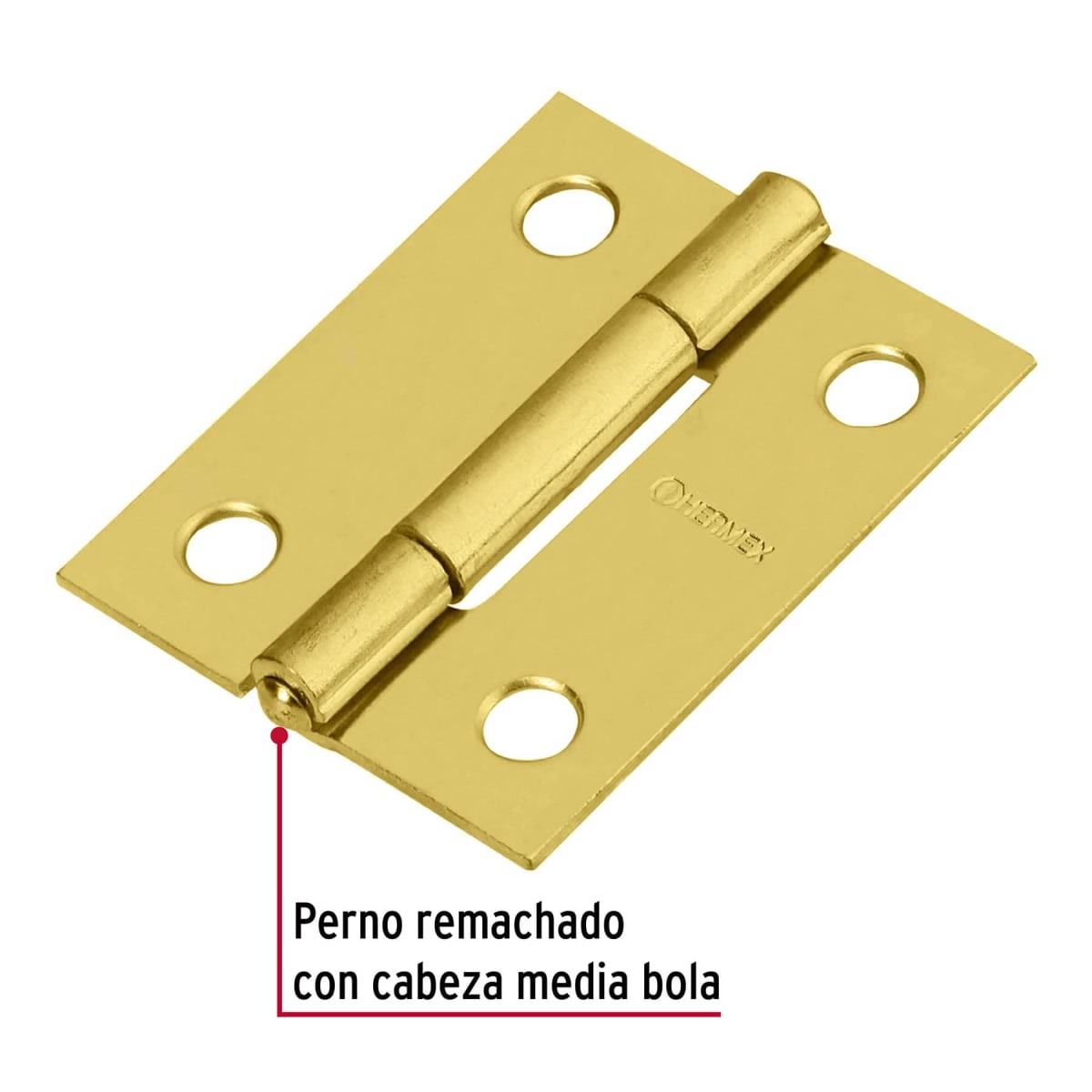 Bisagra rectangular 1-1/2´´ acabado dorado, cabeza media bola, Hermex (Caja de 20 unidades)2