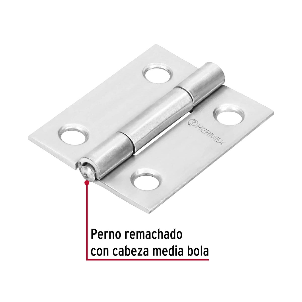 Bisagra rectangular 1-1/2´´ acero inox, cabeza media bola, Hermex (Caja de 10 unidades)2