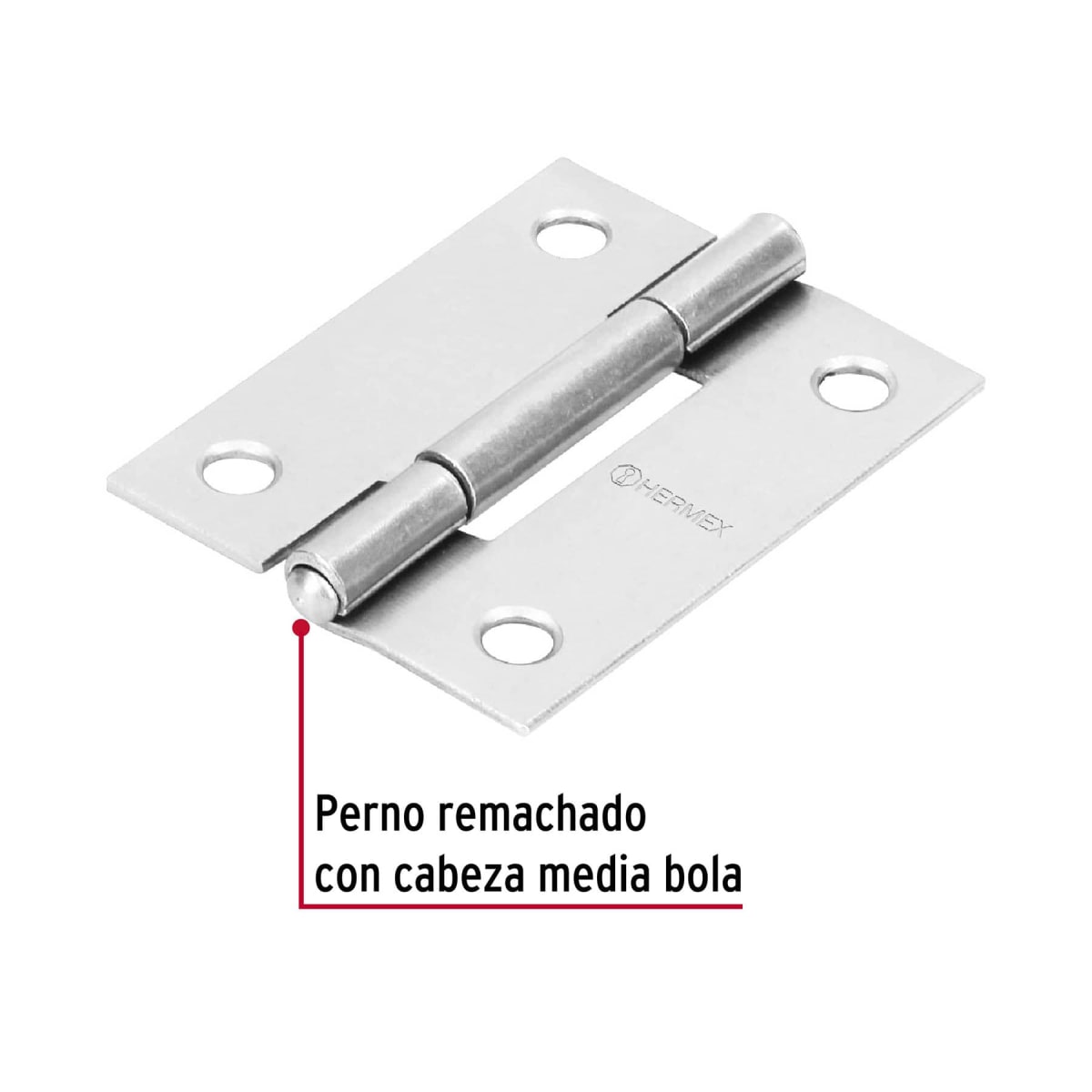 Bisagra rectangular 2´´ acero pulido, cabeza media bola, Hermex (Caja de 20 unidades)2