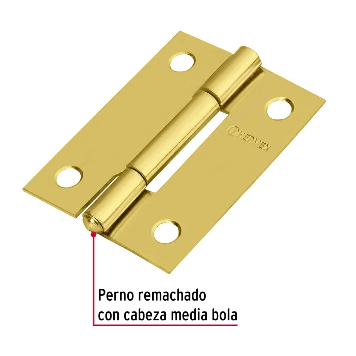Bisagra rectangular 2´´ acabado dorado, cabeza media bola, Hermex (Caja de 20 unidades)2