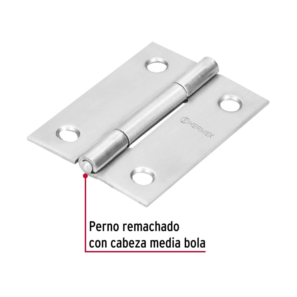 Bisagra rectangular 2-1/2´´ acero pulido, cabeza media bola, Hermex (Caja de 10 unidades)2