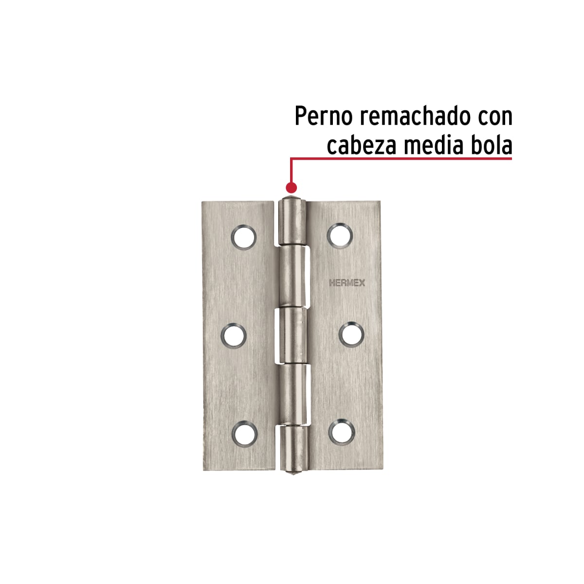 Bisagra rectangular 2-1/2´´ acero inox, cabeza media bola, Hermex (Caja de 10 unidades)2