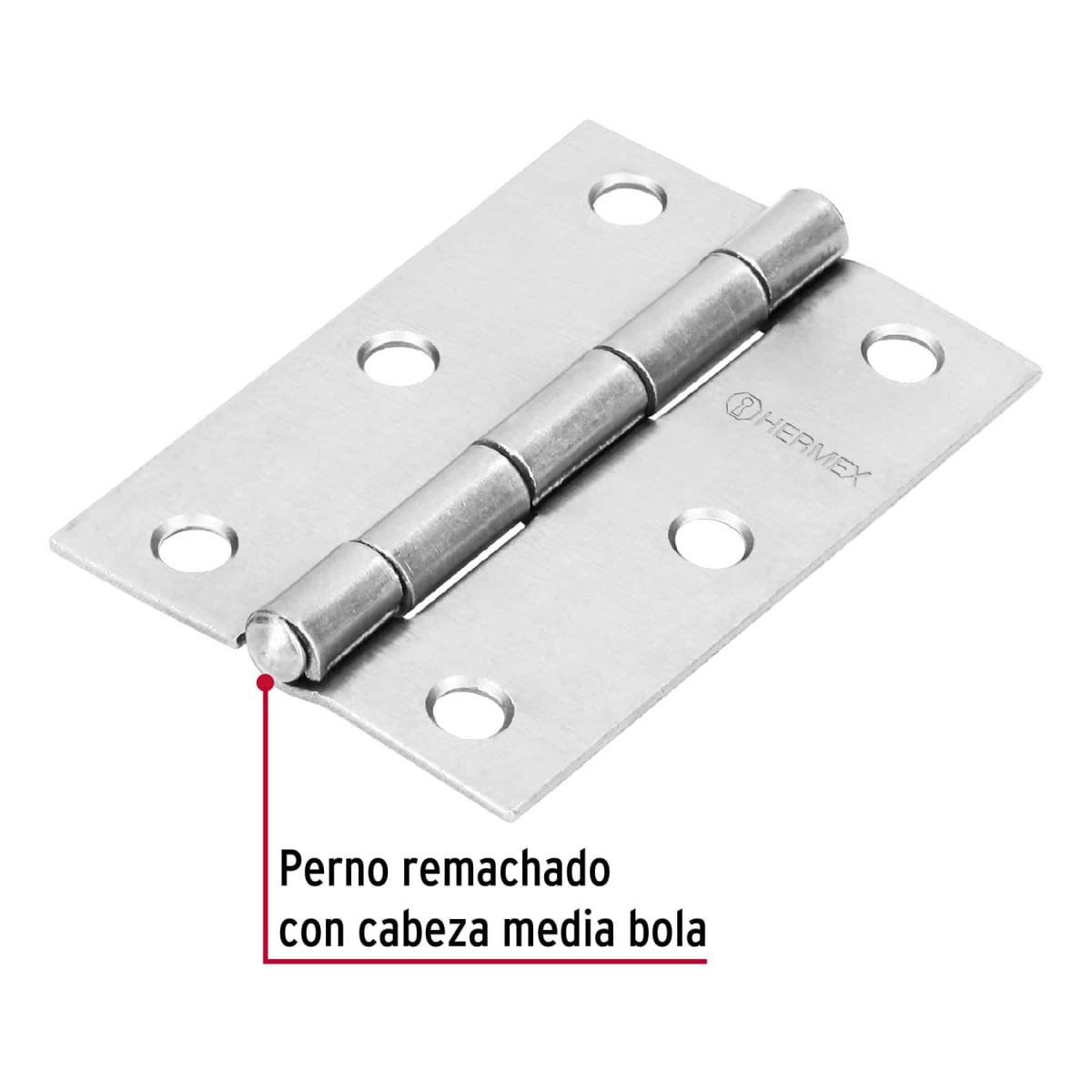 Bisagra rectangular 3´´ acero pulido, cabeza media bola, Hermex (Caja de 20 unidades)2