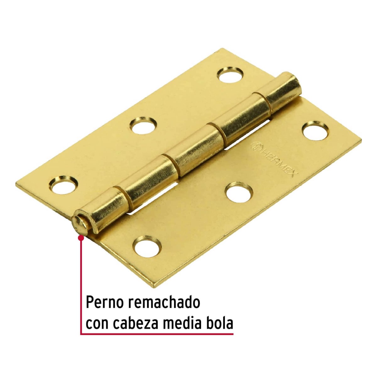 Bisagra rectangular 3´´acabado dorado, cabeza media bola, Hermex (Caja de 20 unidades)2