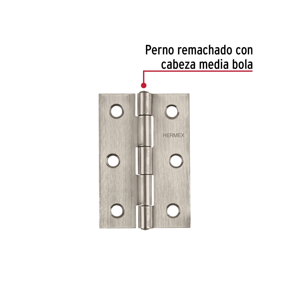 Bisagra rectangular 3´´ acero inox, cabeza media bola, Hermex (Caja de 10 unidades)2