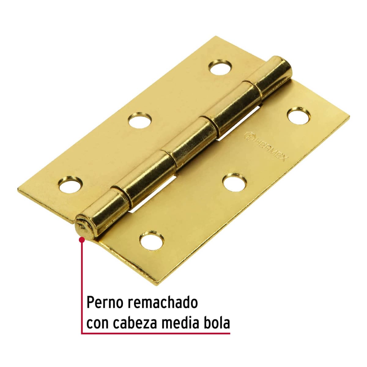 Bisagra rectangular 3-1/2´´ acabado dorado, cabeza media bola, Hermex (Caja de 10 unidades)2