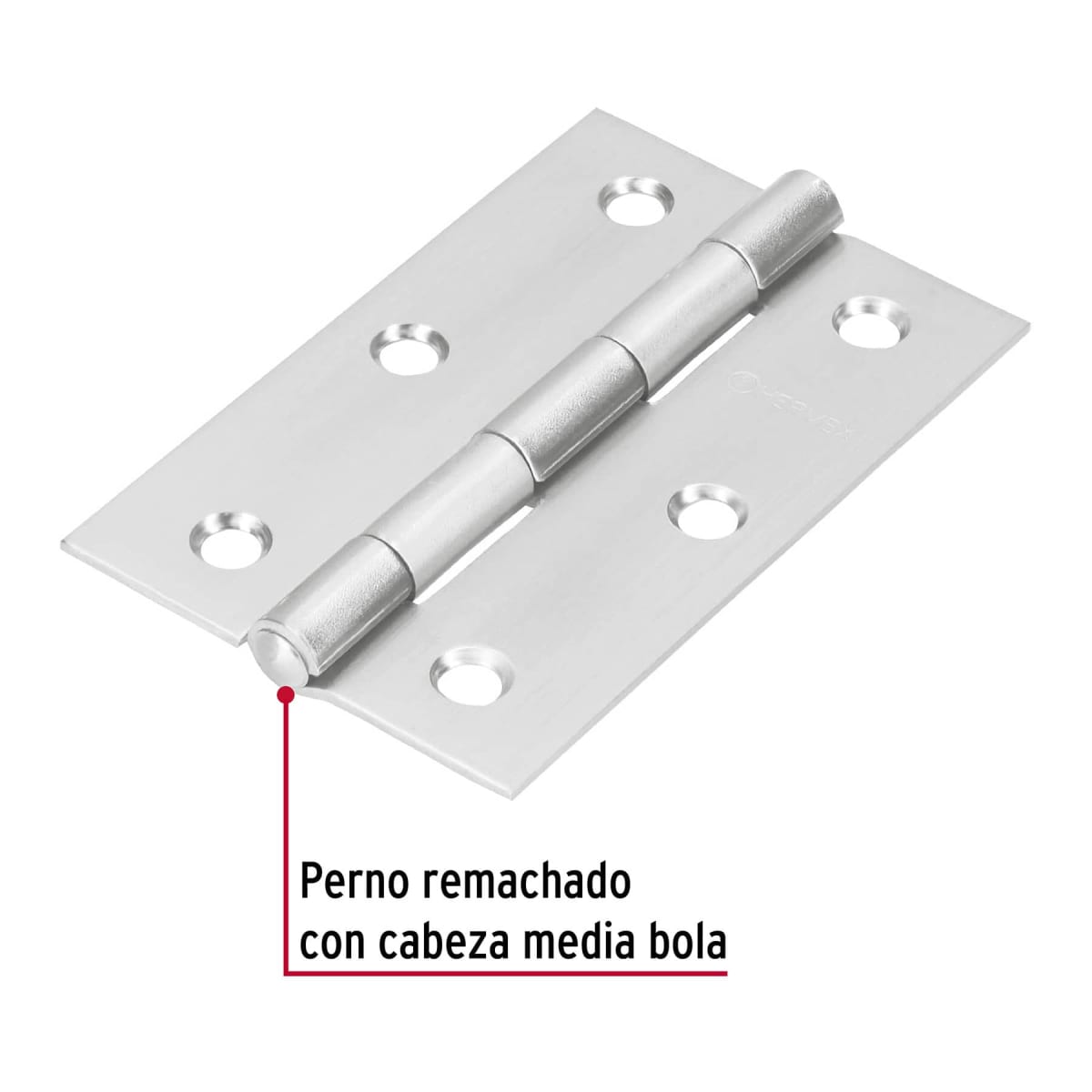 Bisagra rectangular 3-1/2´´ acero inox, cabeza media bola, Hermex (Caja de 10 unidades)2
