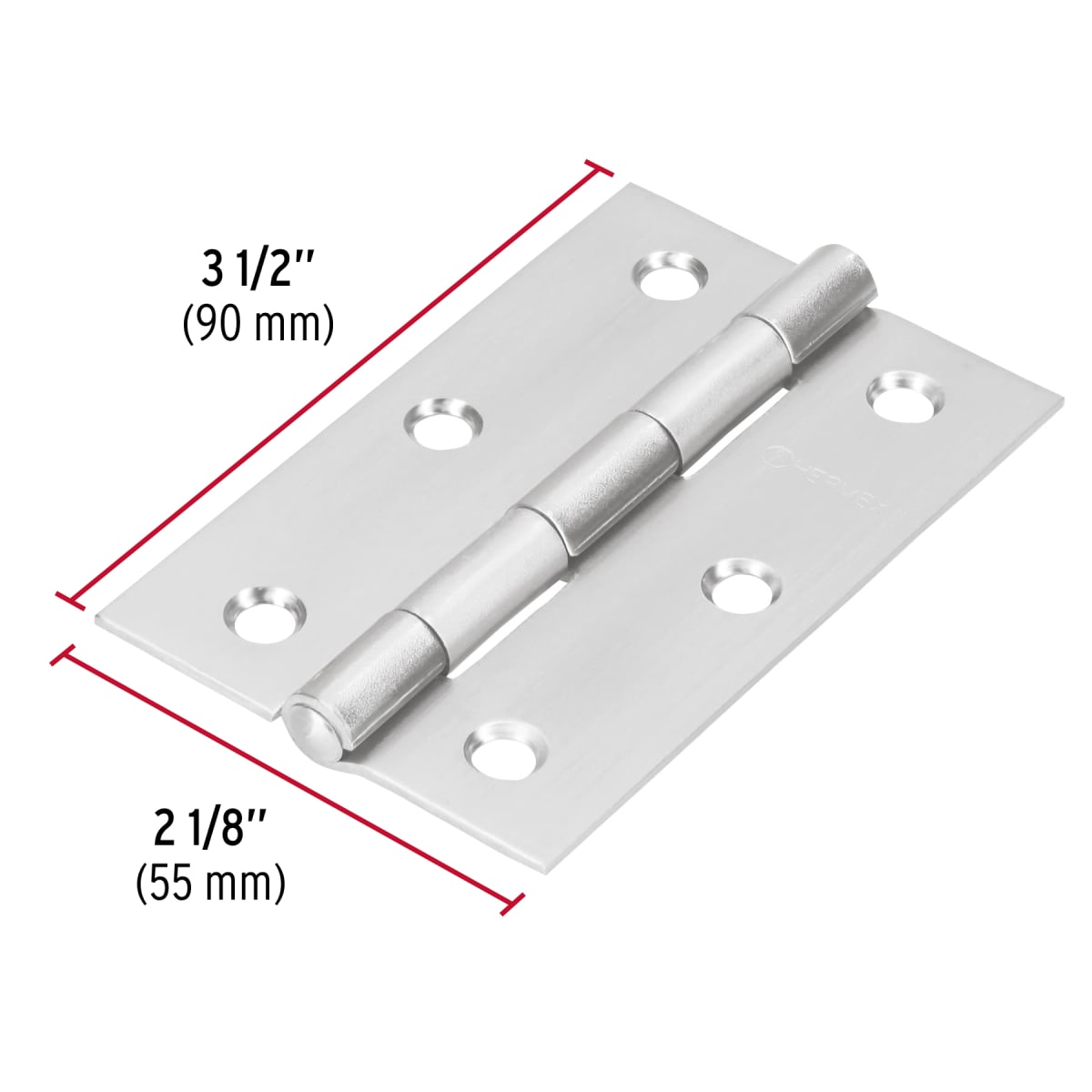 Bisagra rectangular 3-1/2´´ acero inox, cabeza media bola, Hermex (Caja de 10 unidades)3