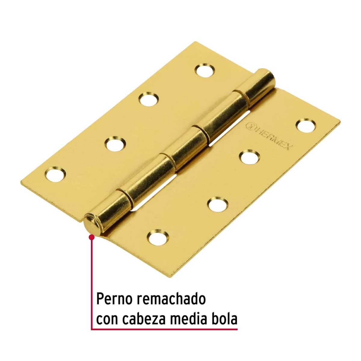 Bisagra rectangular 4´´ acabado dorado, cabeza media bola, Hermex (Caja de 20 unidades)2