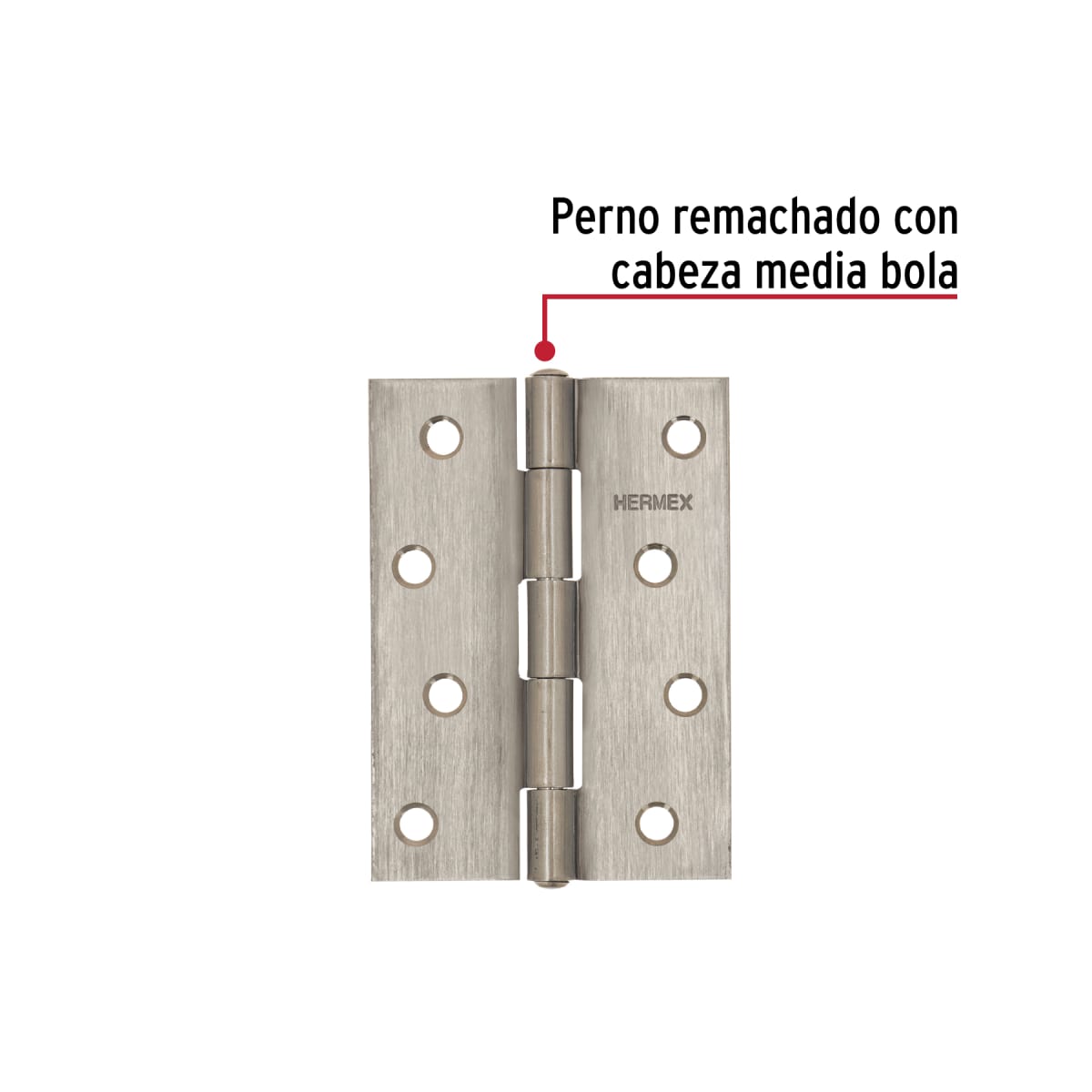 Bisagra rectangular 4'' acero inox. cabeza media bola Hermex (Caja de 10 unidades)2